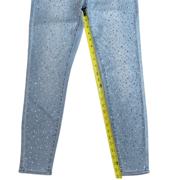 NWT Bebe Shooting Star Skinny Jeans 29 Crystal Rhinestone Light Wash Y2K Glam - Picture 14 of 15